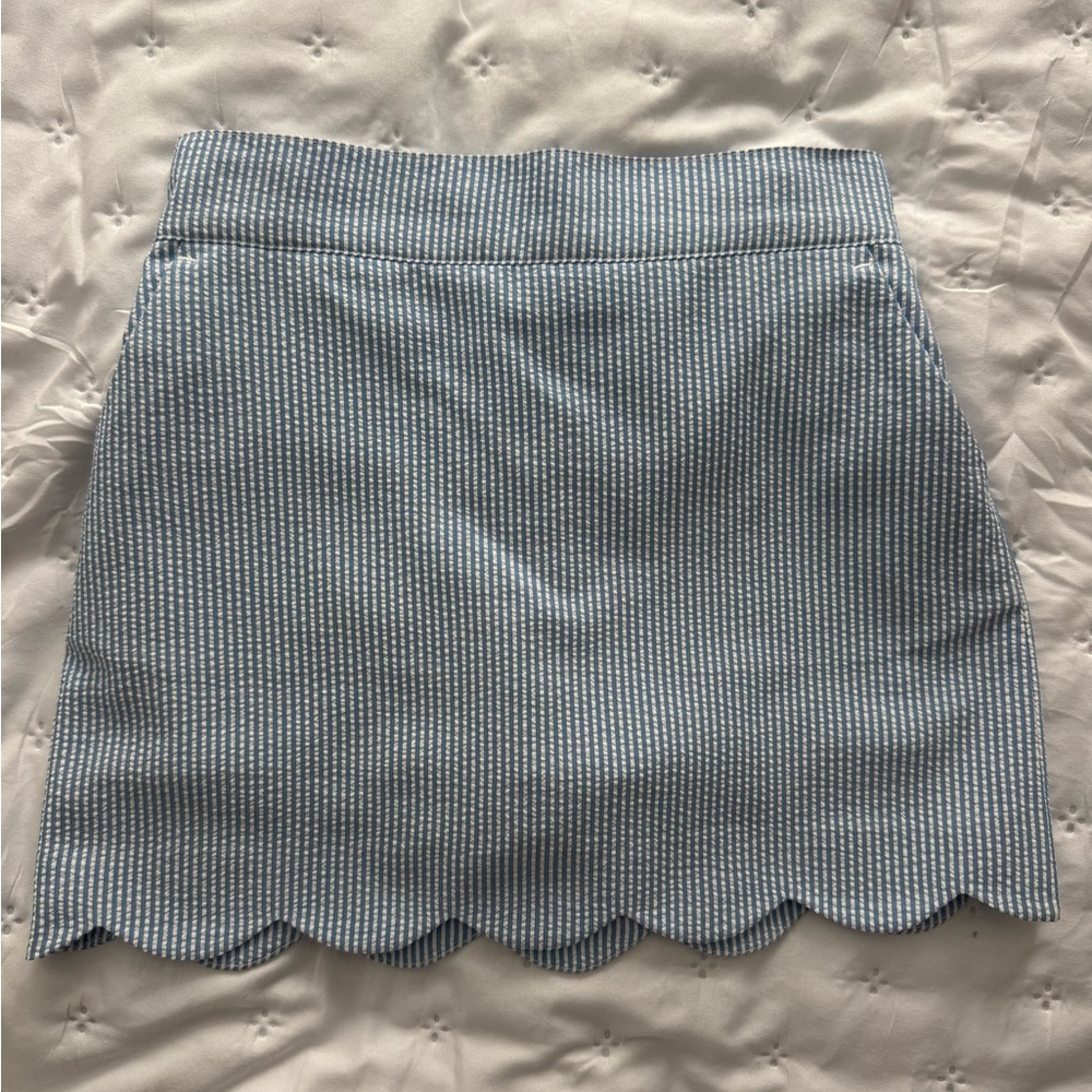 Vineyard Vines Girl’s Seersucker Blue and White Striped Performance Skirt